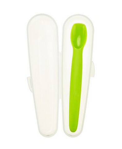 Green Silicone Baby Spoon with Travel Case
