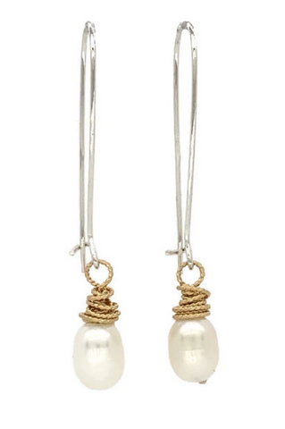 Pearl Gold Wrapped Earrings