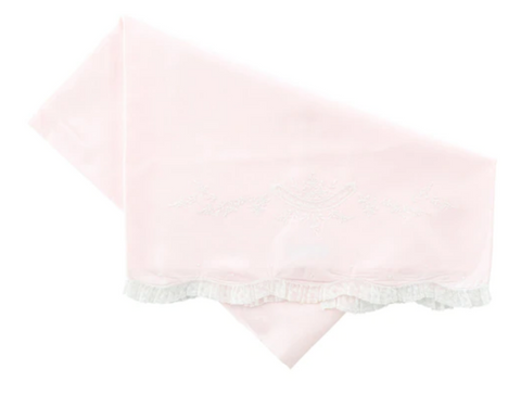 Pink Girls Embroidered Receiving Blanket