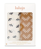 Black Birds & Mudcloth Cotton Muslin Swaddles