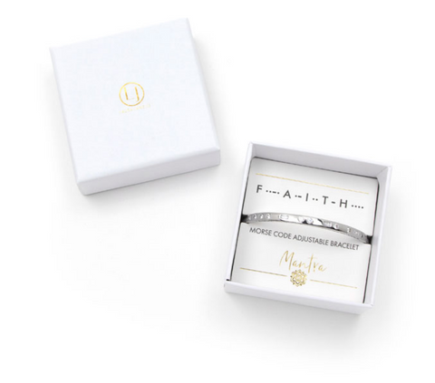 Faith Silver Morse Code Crystal Bracelet