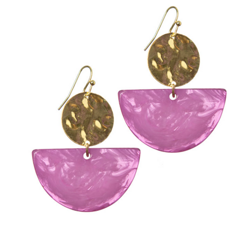 Pink Gold Geo Drop Earrings