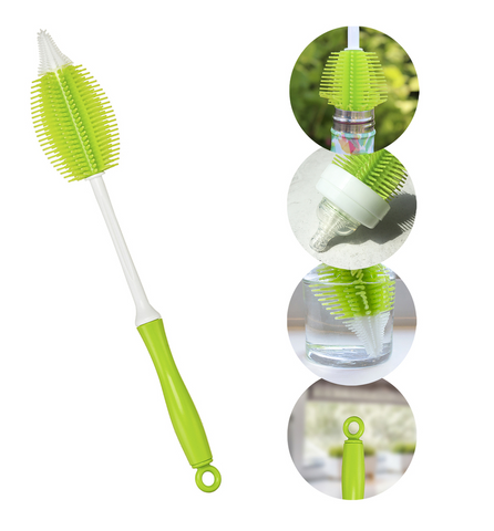 2-in-1 Green Silicone Bottle Brush
