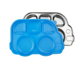 Blue Stainless Bus Divided Platter with Lid