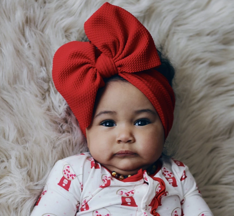 Red Mini Baby Nylon Headwrap