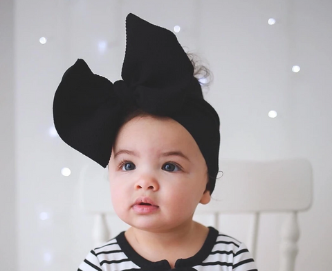 Black Mini Baby Nylon Headwrap