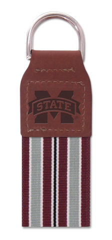 Mississippi State Embroidered Leather Keychain