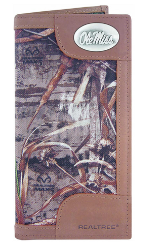 Ole Miss Rebels Realtree Nylon and Leather Roper Wallet