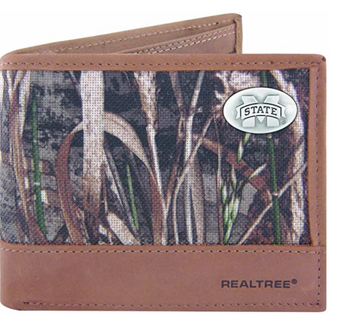 Mississippi State Bulldogs Realtree Nylon and Leather Bifold Wallet