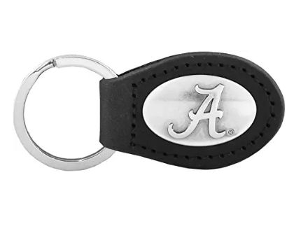 Alabama Crimson Tide Black Leather Key Fob