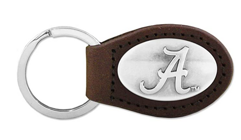 Alabama Crimson Tide Brown Leather Key Fob