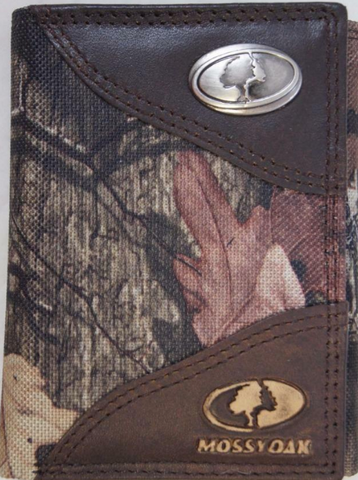 Mossy Oak Realtree Nylon and Leather Trifold Wallet