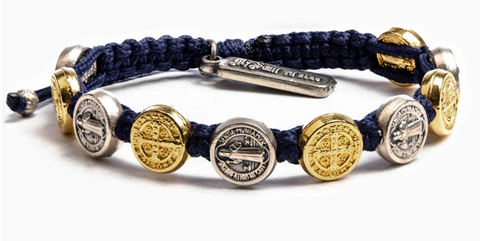 Benedictine Blessing Mixed Medals Navy Bracelet