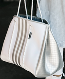 Quinte Silver and White Large Tote