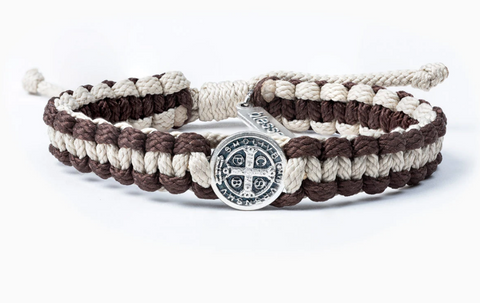 One Love One World Benedictine Blessing Tan and Brown Bracelet for Him