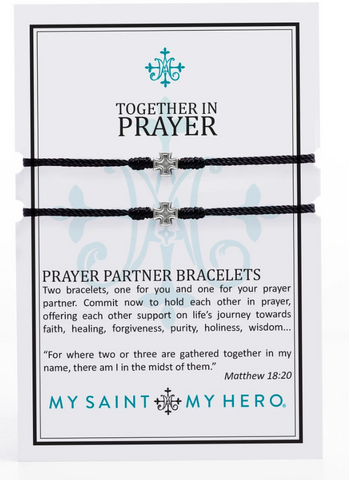 Together in Prayer Black with Silver Bracelet Set