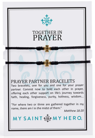 Together in Prayer Black with Gold Bracelet Set