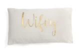 Set of 2 "Hubby/Wifey" Standard Ivory Pillowcases