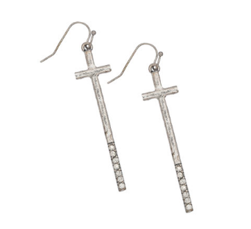 Silver Cross with stones Earrings