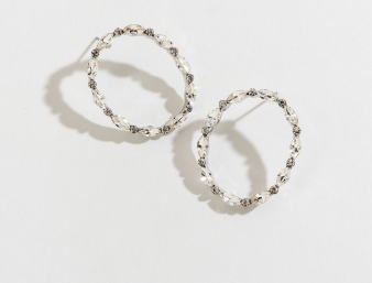 Clear Gemstone Circle Stud Earrings