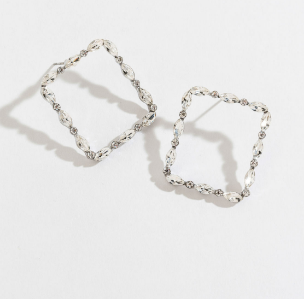 Clear Gemstone Square Stud Earrings