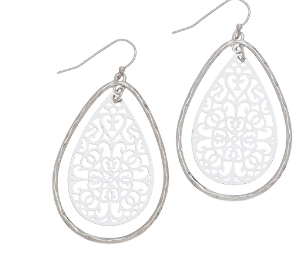 Oval Concentric Filigree Drop Earrings
