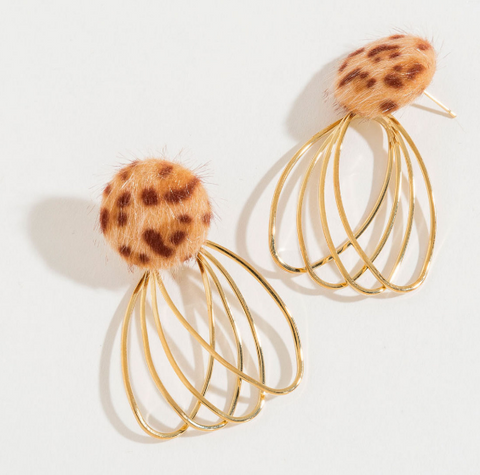 Animal Print Gold Oval Multi-Layered Earrings