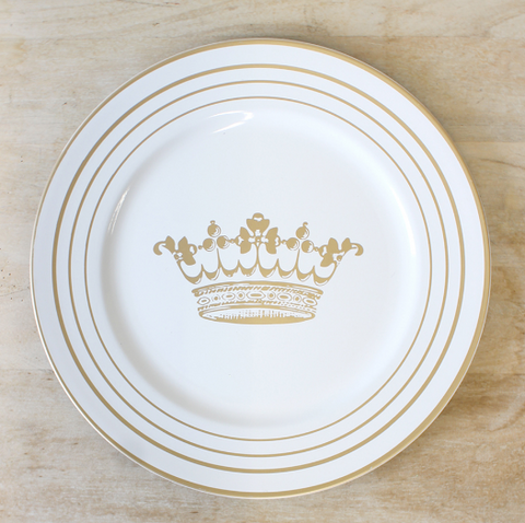 Royal Crown Charger, White and Gold, 13"