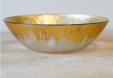 Naples Glass Serving Bowl, Clear and Gold, 9.5" x 2.75" x 9.5"