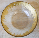 Naples Glass Serving Bowl, Clear and Gold, 9.5" x 2.75" x 9.5"