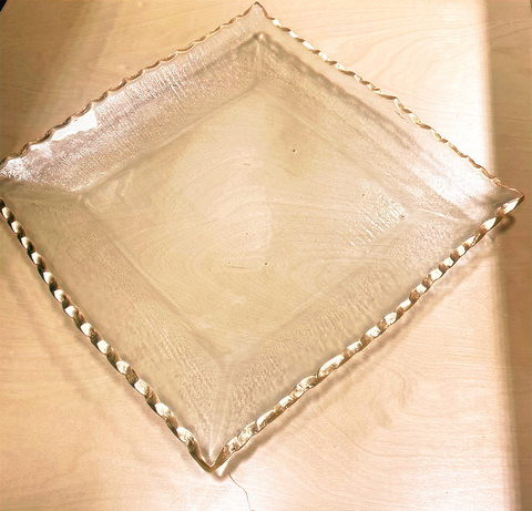 Seward Square Serving Tray, Clear and Gold, 11.75" x 11.75" x  1.25", Bridal