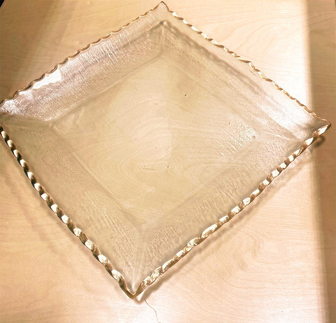 Seward Square Serving Tray, Clear and Gold, 11.75" x 11.75" x  1.25"