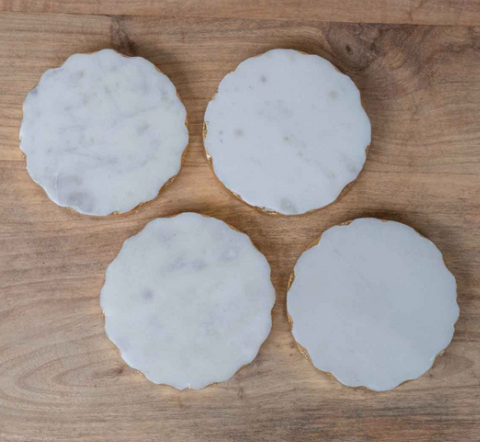 Ferrara Round Marble Coasters, Set of 4, Bridal