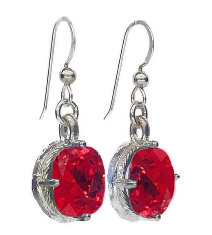 Heirloom Earrings, Red Stone