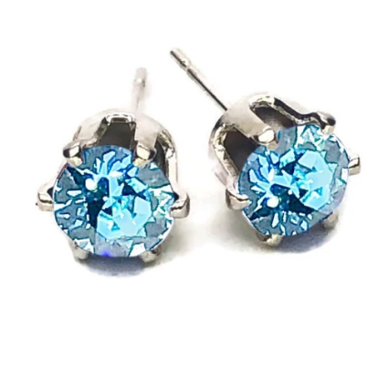 Stud Earrings, March Stone