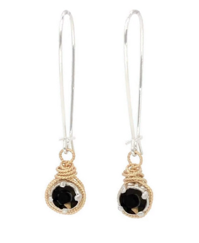 Custom Wrapped Earrings, Black Night Stone