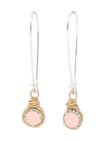 Custom Wrapped Earrings, Baby Pink Opal Stone