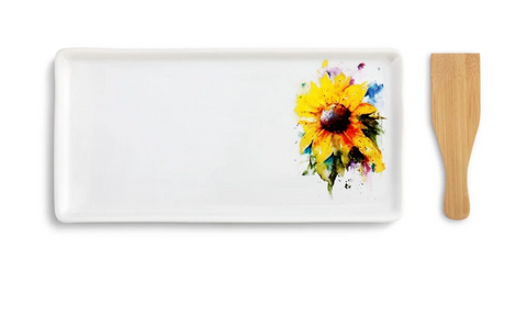 Sunflower Appetizer Tray with Spreader