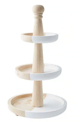 Wood and White Tiered Server