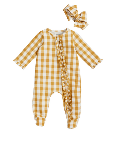 Copy of Mustard Gingham Baby Sleeper Set