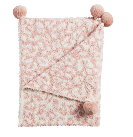 Pink Chenille Leopard Blanket