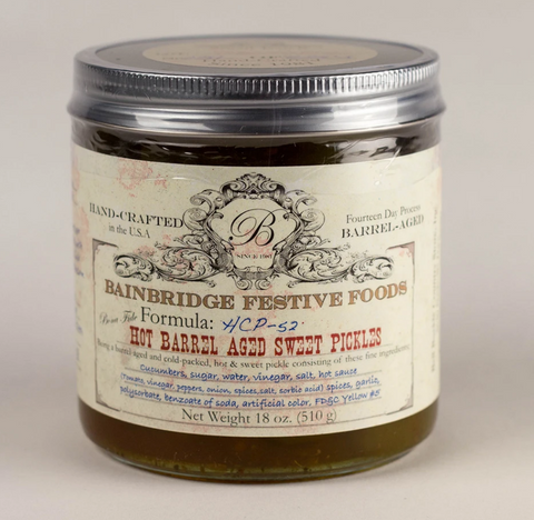 BainBridge Hot Barrel-Aged Sweet Pickles