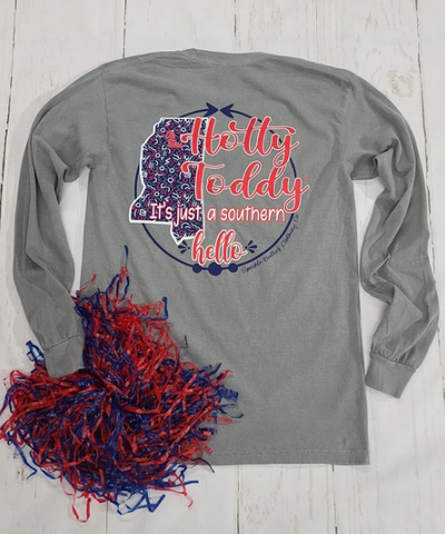 Ole Miss Hotty Toddy Southern Hello Long Sleeve Tee