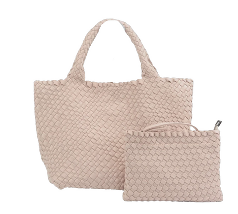 London Large Handwoven Tote, Dusty Pink