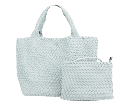 London Large Handwoven Tote, Ice Grey