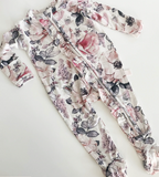 White Floral Footie Newborn