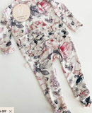 White Floral Ruffled Footie 0-3mth