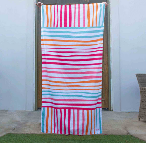 Barbados Stripe Beach Towel in Hot Pink