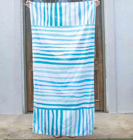 Barbados Stripe Beach Towel in Turquoise