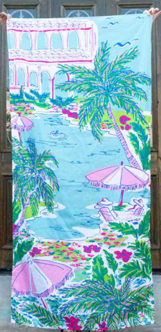 Resort Shores Beach Towel in Hot Pink